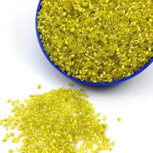 16g 1000pcs 2*3mm Yellow Silver Lined Tube Loose Spacer Beads Cezch Glass Seed Beads Handmade Jewelry Making DIY Garment Bead