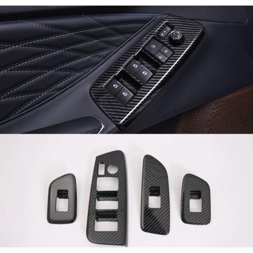 For TOYOTA Avalon 2019-2021 Left Hand Drive 4PCS Carbon Fiber ABS Car Side Door Window Lift Switch Buttons Cover Car Styling