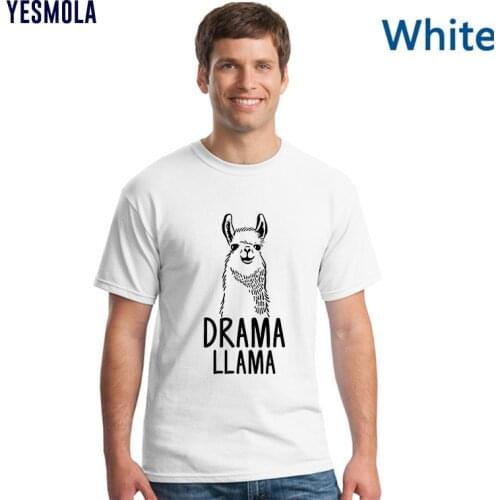 YESMOLA Drama Llama Print Tshirt for Men Short Sleeve Graphic Tshirt 2021 Summer Casual T Shirt Comfortable Homme Tops Tee