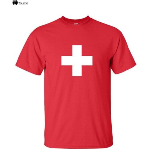 Short-Sleeved Cotton T-Shirt Swiss Switzerland Suisse Flag White Cross Red Cross T-Shirt Tee MenS Size S-3Xlcustomize T Shirts