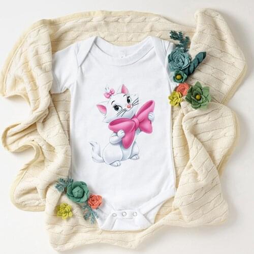 Harajuku Newborn Jumpsuit Punk Cartoon Marie Cat 3D Print Infant Bodysuits Casual Tee Shirt The Aristocats Baby Romper