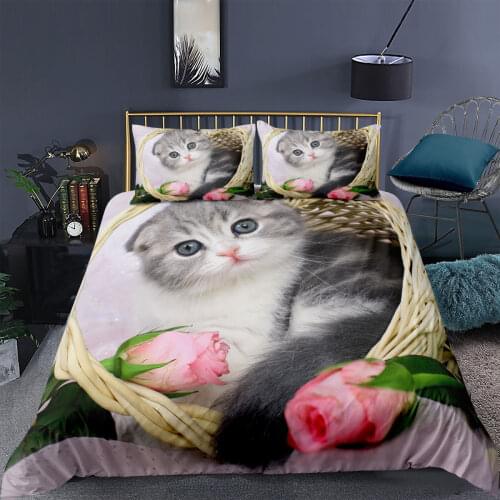 Lovely Cats Bedding Set Animal Fashoin 3D Print Comforter Luxury Queen King Single Duvet Cover Set Home Textile Decor Modern