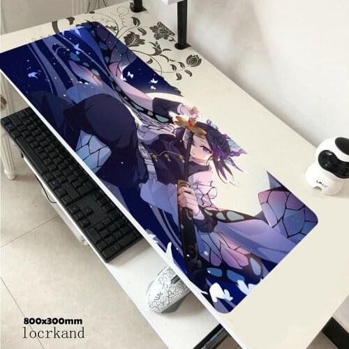 Large 80x30cm Anime Mouse Pad Fashion Demon Slayer Kimetsu No Yaiba Gaming Mousepad Gamer Locking Edge Otaku Computer Desk Mat
