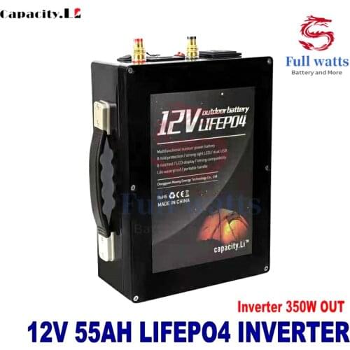 12V lifepo4 55ah Rechargeable 30AH lithium battery with BMS and AC110V/220V 350w Used for outdoor camping engine