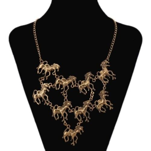 LZHLQ Horse Modeling Necklaces & Pendants 2020 Fashion Rock Punk Skull Statement Collares Necklace Vintage Women Jewelry