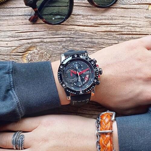 MEGIR Mens Brand Watches Fashion Casual Luminous Quartz Watch Man Water Resistant Wristwatch Male Chronograph Leather Hour