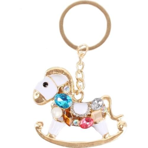 Cute Trojan Horse Lovely Crystal Charm Purse Handbag Car Key Keyring Keychain Party Wedding Birthday Gift