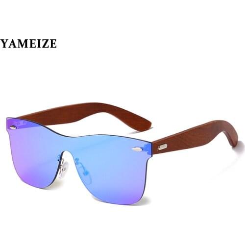 YAMEIZE Fashion Rimless Sunglasses For Men Vintage Retro Sunglasses Women One Pieces Wood Glasses Mirror Eyeglasses Oculos Gafas
