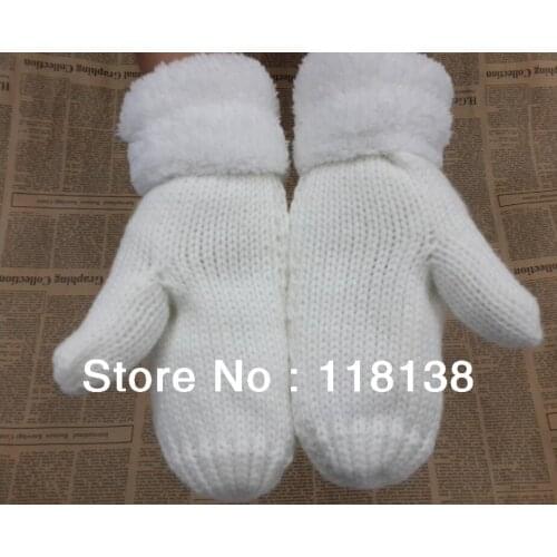 Fashion Womens Fur Knit Mittens Winter Roll-Up Gloves Soft Warm , Free Shipping