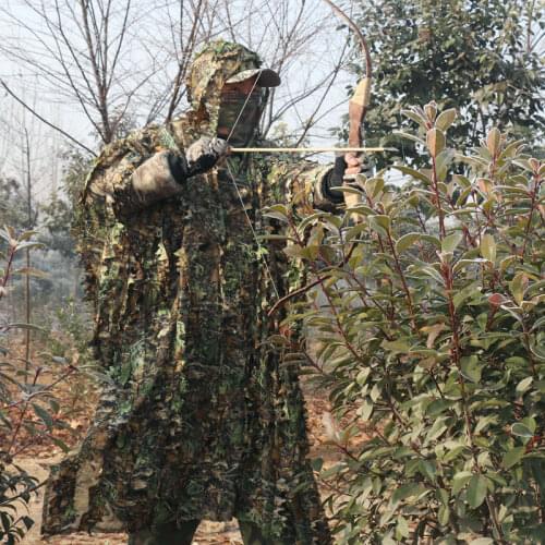 Sniper CS Bionic Camouflage Poncho Men 3D Maple Leaf Camo Cloak Ghillie Suits Jungle Woodland Hunting Clothes Birdwatching