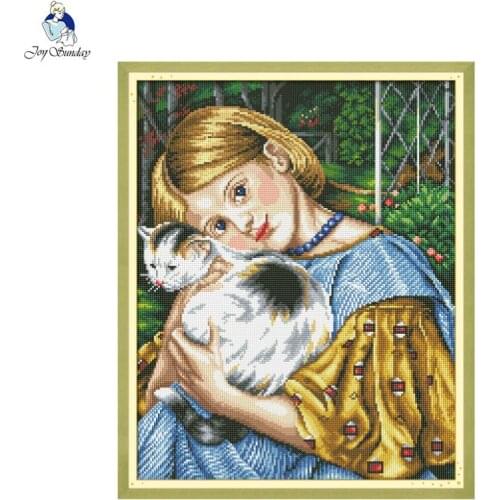 Girl and Cat 5D Diamond Painting Kits Character Pattern Full Round /Squared Drill Embroidery Set DIY Rhinestone Home Decor Gift