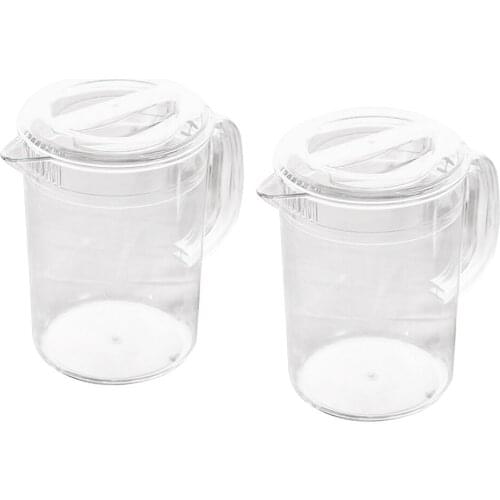 Set of 2 Clear Acrylic Pitcher with Lid for Water Tea Milk Beverage 2L
