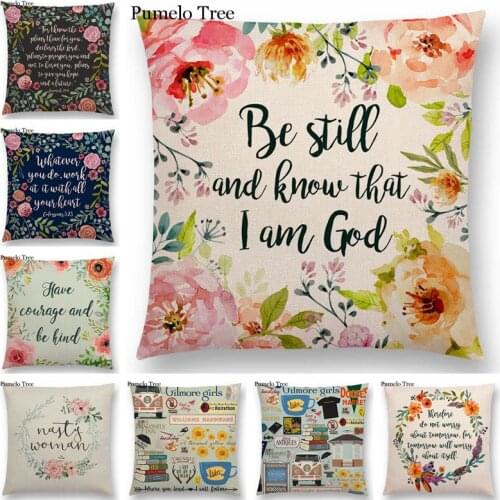 Newest Flowers Leaf Decorative Letters Throw Pillow Case Warm Words Floral Pattern Love Cushion Covers Drop-shipping case