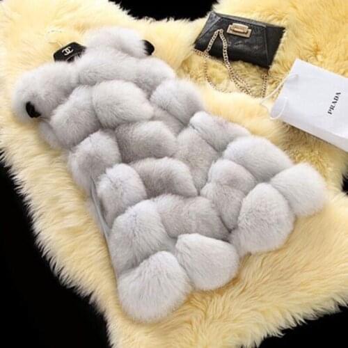 2021 New Women Fashion Faux Fur Coats Winter Female Waist Fake Fur Jacket Waistcoat Ladies Warm Slim Sleeveless Outwear Q277