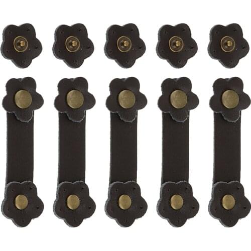 Brand New 5 Sets Soft Leather Buckles Purse Hasp DIY Bag Wrist Strap Plum Flower Tool Coffee for Sewing And Craft Project 8.5cm