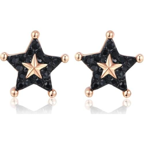 New Five-pointed Star Stud Earrings S925 Sterling Silver Ear Pin Womens Girls Brass Rhinestone Earrings Jewelry