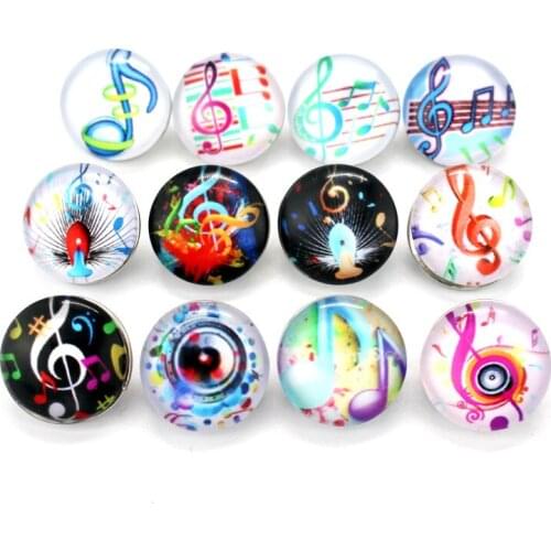 New Style 20pcs/lot Printing Note Snap Buttons Dancing Glass Buttons Jewelry Fit 18/20mm DIY Snap Bracelet Jewelry Making