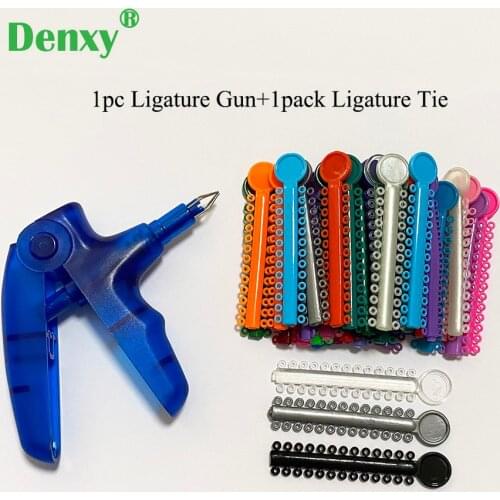 Denxy Orthodontic Ligature Tie Multi-Color(1040 Pcs/Bag) and Orthodontic Ligature Gun Tools Elastic rubber bands
