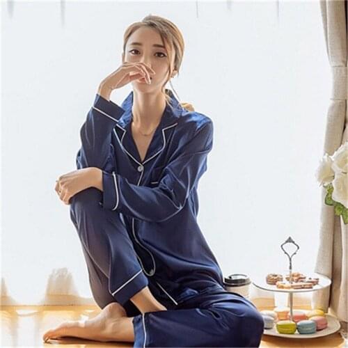 Brand New 2Pcs Men Women Satin Silk Pajama Sets Super Soft Long Sleeve Unisex Sleepwear Home Suit Nightwear Pajamas Sets