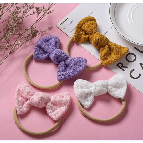 Candy Color Nylon Baby Headband Girls Bowknot Hairband Soft Summer Children Headwear Solid Breathable Headdress Hair Accessories