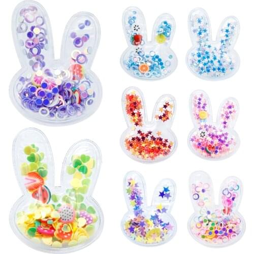 Rabbit Star Transparent Barrettes Sequins Accessories DIY Sew Transparent Plastic Filling Shake For Bows Clip Patches ,10Yc19102