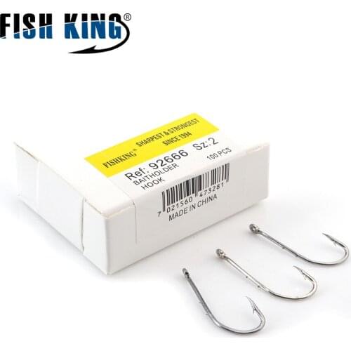 FISH KING Fishing Hook 50pcs/lot 3 Color Barbed Fishhook Long Shank 5/0#-1/0# Baitholder AD Sharp Ringed Carp Fishing Tackle GBC