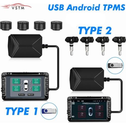 USB TPMS Tyre Pressure Monitoring System Solar With 4 Sensor Power Digital LCD Display Auto Security Alarm Systems