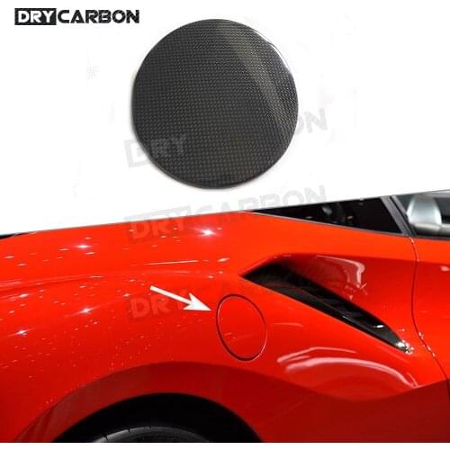 Dry Carbon Fiber Fuel Tank Cover Gas Cover Flap Door Fuel Filler Flap Gas Lid Cap for Ferrari 488 GTB 2015-2018 Car Accessories