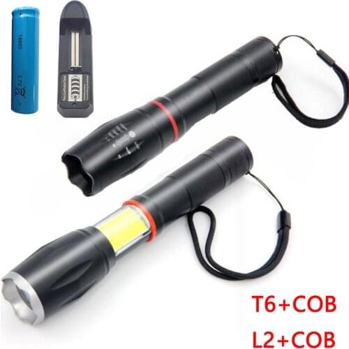 T6/L2 LED Flashlight torch lampe frontale COB side light Flashlight flash Torches Magnet powerful Riding light Super Fishing