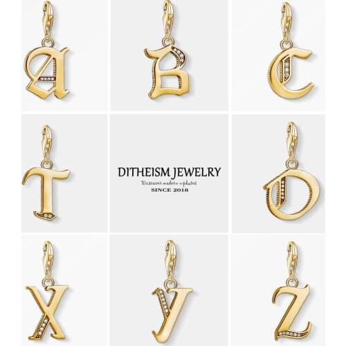 Vintage Alphabets Charms ,2019 Fashion Jewelry 925 Sterling Silver Trendy Gift For Women Girls Men Boy Fit Bracelet Necklace Bag
