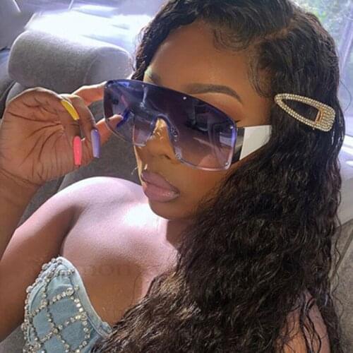 2021 New Big Frame Conjoined Sunglasses Women Fashion Gray Blue Gradients Sun Glasses Ladies Brand Designer Personality Eyewear