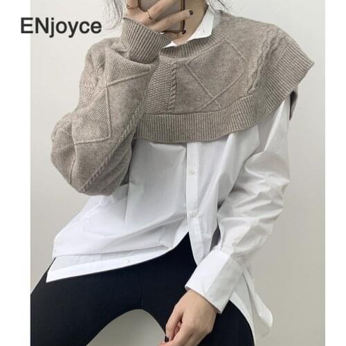 Woman Sweater 2021 Spring New One Sleeve Short Knitted Pullover Women Vintage Oversized Vest Sweaters Korean Style Sexy Crop Top