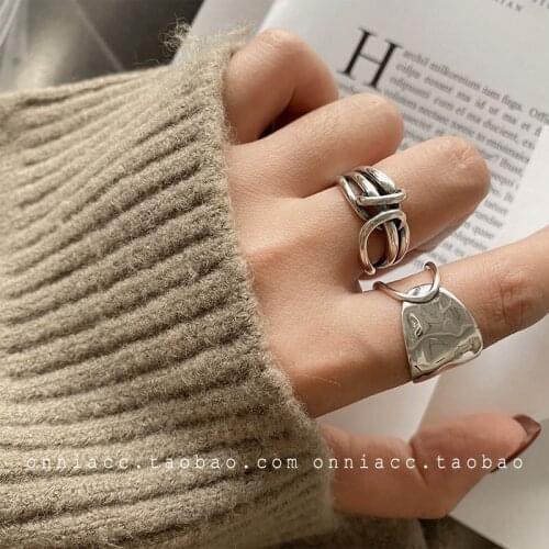 New Arrival 100% 925 Sterling Silver Vintage Chain Knotted Around Wide Ring Jewelry For Women Birthday Gift Wholsale