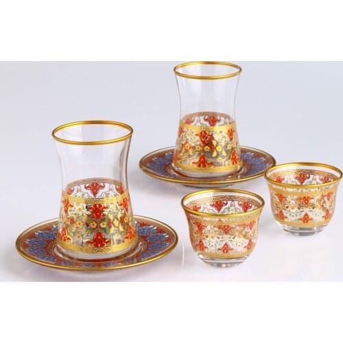 DOLBOVIKristal Feyza Gold Decor 18 Piece Tea cup And Mırra Kit-6 Personality mug кружка coffee cup cup اكواب قهوه tazas