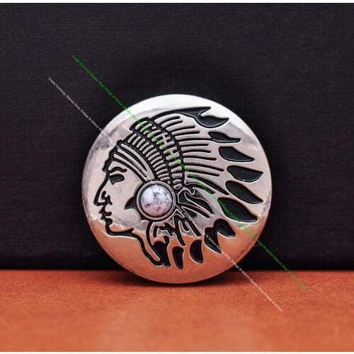 10X Southeast Tribal Silver Indian Head Turquoise Leathercraft Western Saddle Conchos Screwback