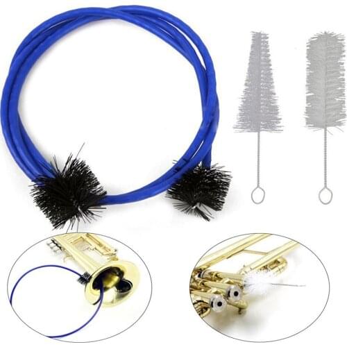 3PCS Trombone Cleaning Kit Snake Brush Gentle Bristles 80cm For Trumpet Trombone Brass Blowing Nozzle Cleaner Valve Rod Tools