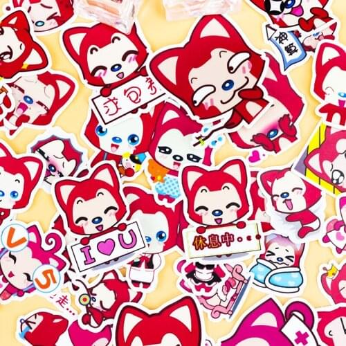 34pcs Creative Cute Self-made Ali fox scrapbooking Cartoon Paper stickers / Waterproof stationery diy print stickers kawaii