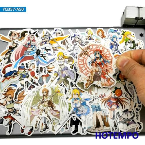 50pcs Anime Sword Art Online SAO Game Style Stickers Toys for Kids Mobile Phone Laptop Suitcase Case Skateboard Cartoon Stickers