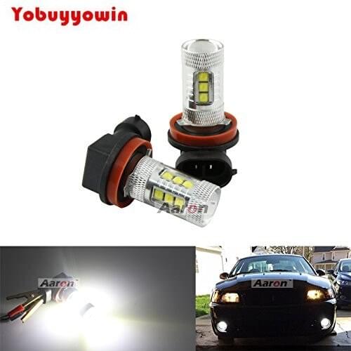 Free Shipping 2Pcs 80W Japanese H16 Adapter Epistar Led Fog Light Bulb Car Driving DRL Lamp White 12V 24V