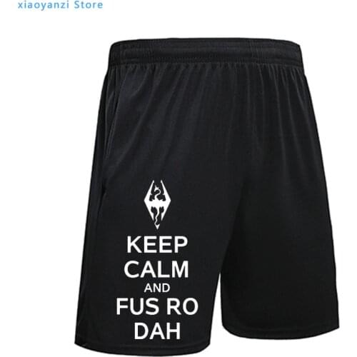 Keep Calm And Fus Ro Dah Skyrim Mens Sweatpants Letter Printed Sports Shorts Set Fashion Summer Running Pants Casual Clothing