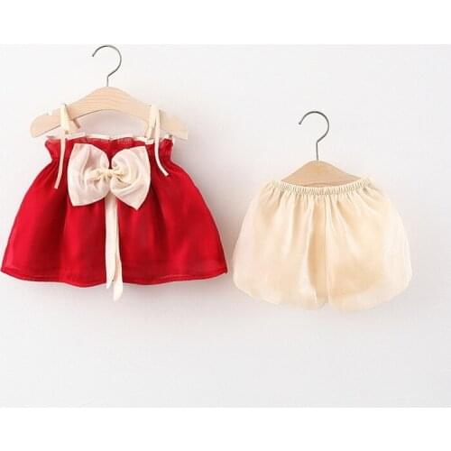 VearDoller Childrens Sets for Girls Outerwear Summer New Kids Clothing Big Bow Top + Shorts Two-pieces Set Girls Sling Suit