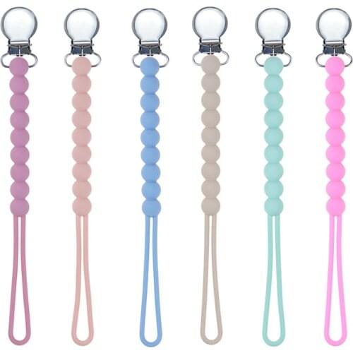 Baby Silicone Beads Pacifier Clips Chain BPA Free Soother Chains Chewable Clip Holder Baby DIY Teething Gifts Food Grade