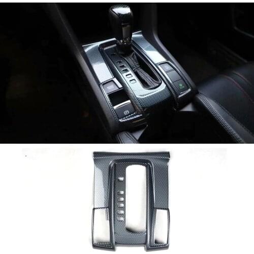 For Honda Civic 10th 2016 2017 2018 Car Gear Shift Box Panel Decoration Frame Car Covers Styling Trim ABS Carbon Fiber Style New