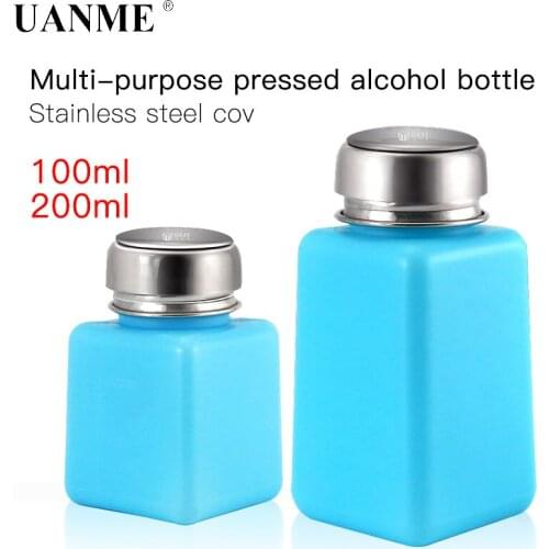 1 PC 100ML 200ML Empty Pump Liquid Alcohol Press Dispenser Nail Polish Remover Cleaner Bottle Make Up Refillable Container Tools