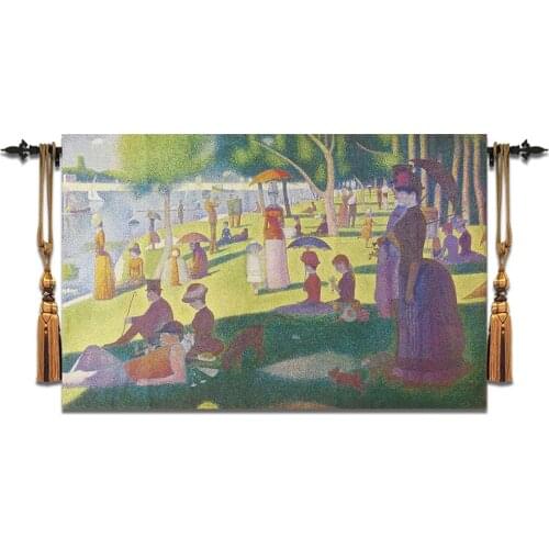 90*140cm Georges Seurat-Painting Art tapestry fashion wall hanging george middot-Europe design Home textile decoration fabric