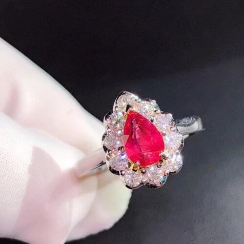 H730 Natural 1.03ct Red Ruby Ring Diamonds Jewelry Anniversary Females Rings for Womens Fine Rings