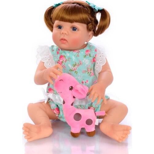 22'' Reborn Baby Girl Full Body Silicone reborn Baby Dolls Kids Boneca Reborn bebe toddler DIY Toys tan skin