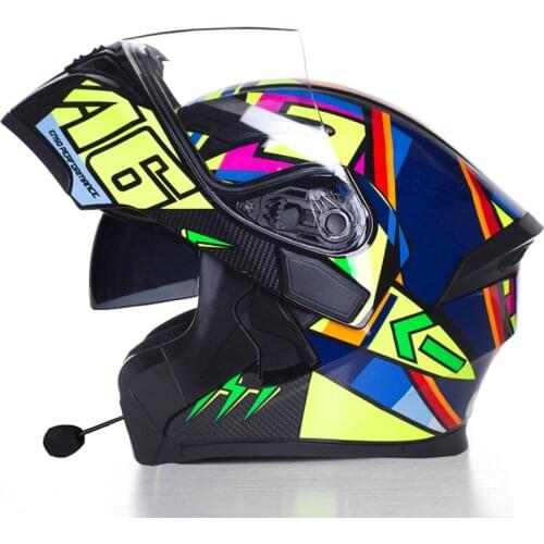 2021 Motorcycle Bluetooth Helmets Double Visor Flip Up Helmet Racing 4 Seasons Headgear Casco Dot Bluetooth Helmets