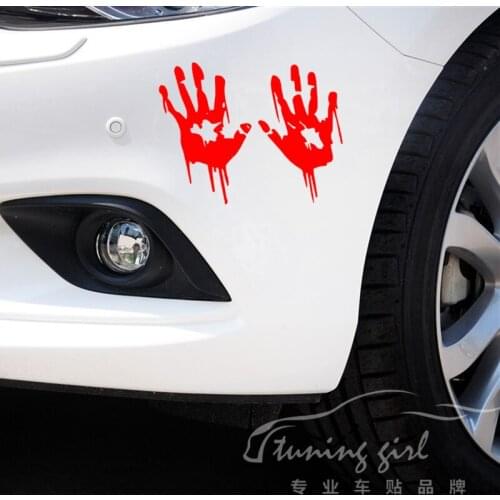 Car Stickers Bloody Fingerprint Blooding Handprint Funny Creative Decals Auto Tuning Styling Waterproof 20x20cm D15