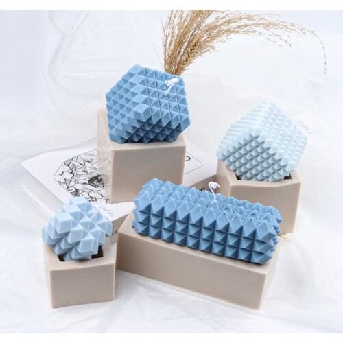 2021 New Sharp Angle Cube Soy Wax Candle Molde Silicona Aromatherapy Diy Soap Silicon Mold Handmade Candle Making Supplies